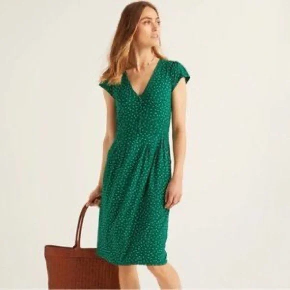 green emerald velvet dress Boden Polka Dot Wrap Front Cotton Dress in Highland Green, Painted Dot at Nordstrom, Size 6 main image 0